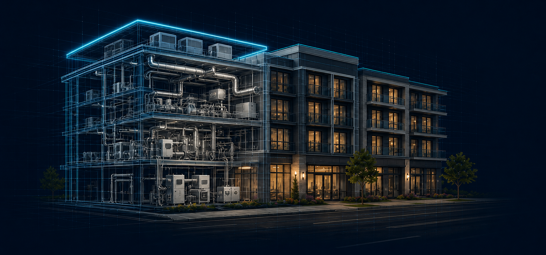 hvac architectural blueprint visualization